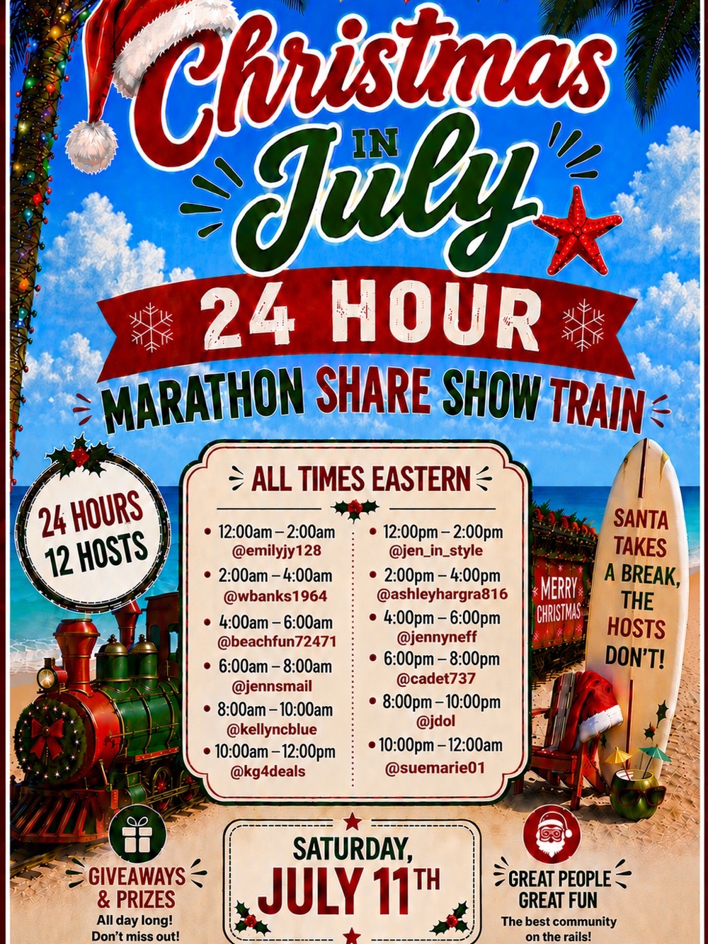 Christmas in July 24 Hour Marathon Share Show Train